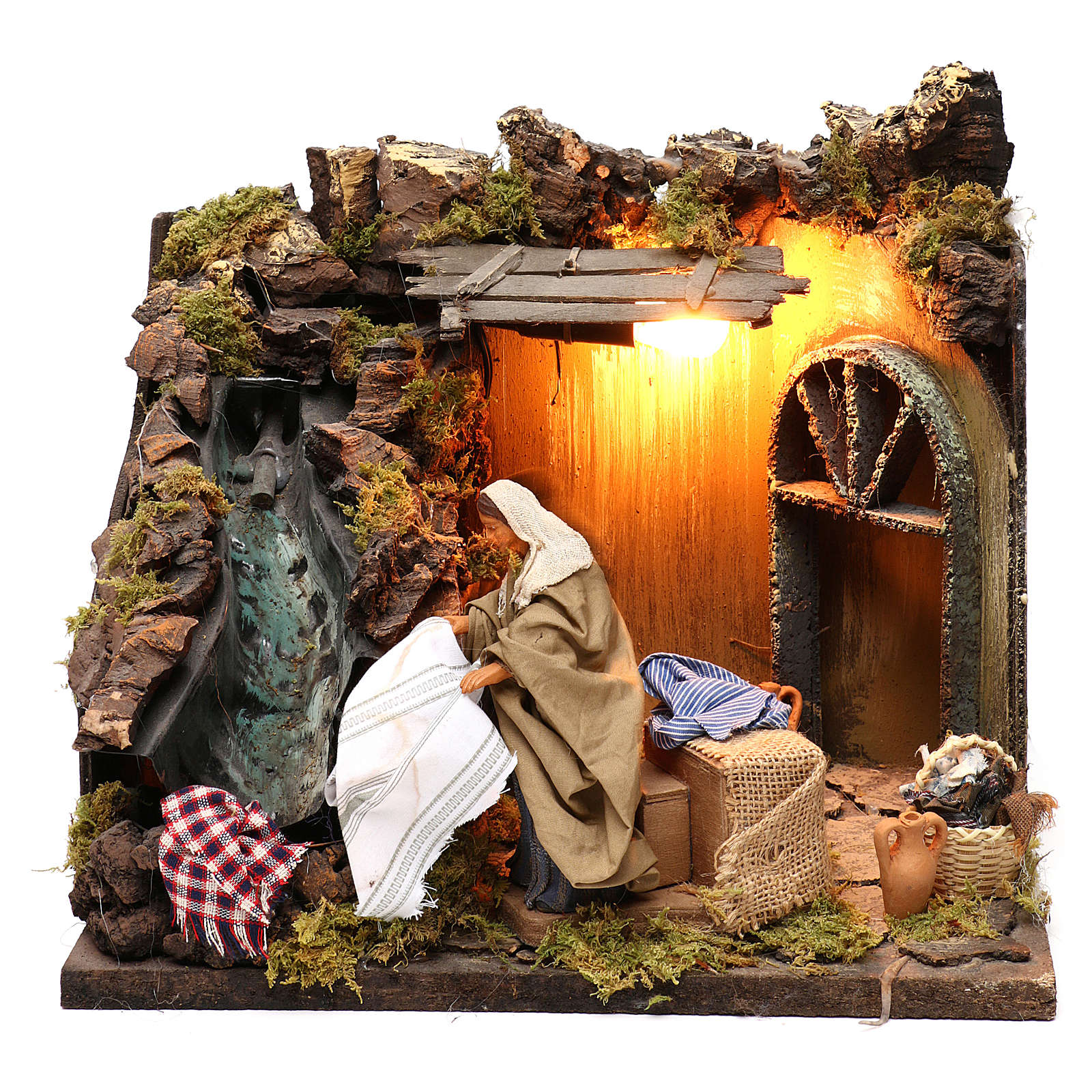 Animated Nativity scene figurine, laundress, 12 cm | online sales on