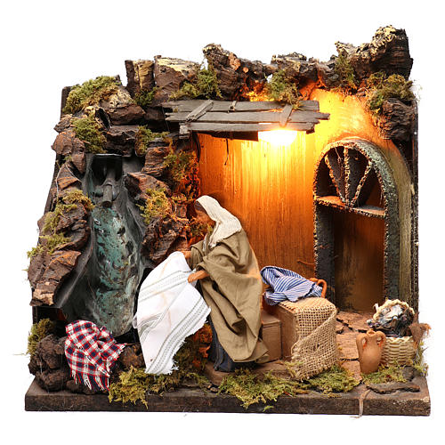 Animated Nativity scene figurine, laundress, 12 cm 1