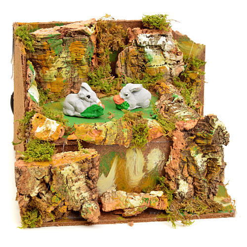 Animated nativity scene figurine, 2 rabbits, 8cm 2