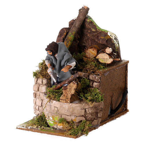 Animated nativity scene figurine, 6cm woodcutter 14x9cm 2