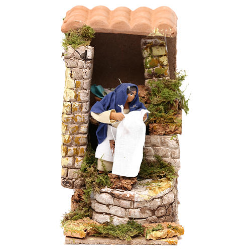 Animated nativity scene figurine, washerwoman 8cm 1