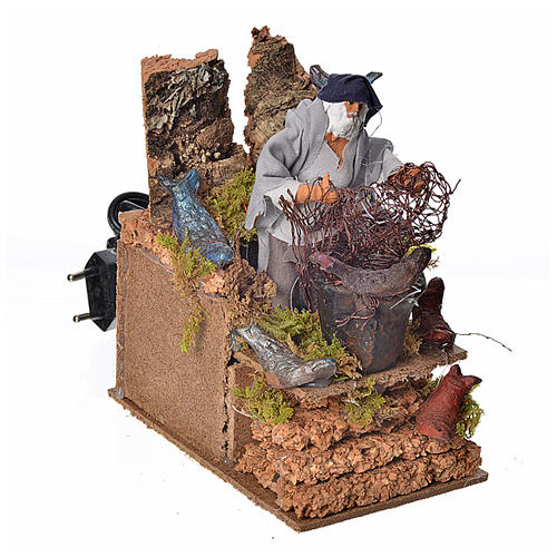 Animated nativity scene figurine, fisherman with net 8cm 2