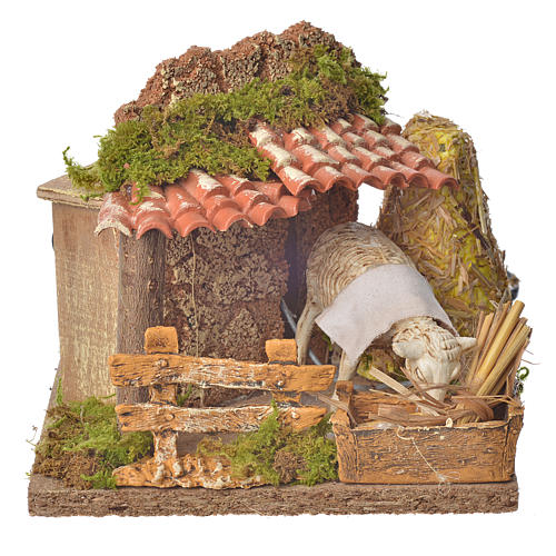 Animated nativity scene figurine, sheep and straw stack 15-25cm 1