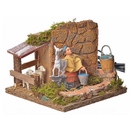 Animated nativity scene figurine, shepherd with sheep, 10 cm 2