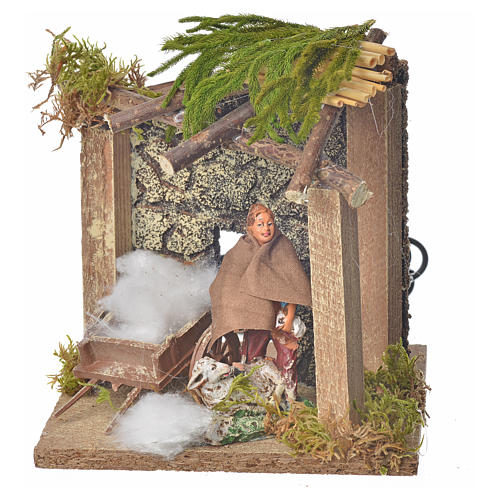 Animated nativity scene figurine, sheep shearer, 10 cm 3