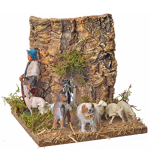 Pasterz z owcami i psem ruchoma figurka szopka 10 cm 1