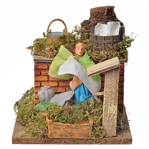 Animated nativity scene figurine, washerwoman, 10 cm 1
