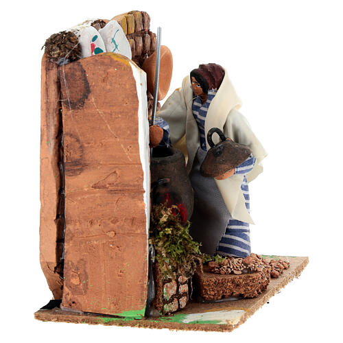 Animated nativity scene figurine, woman cooking 8cm 3