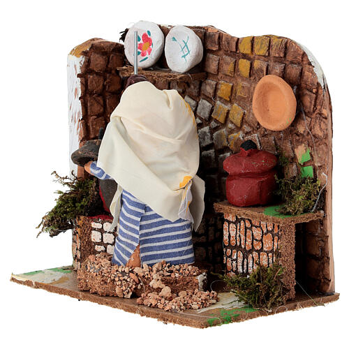 Animated nativity scene figurine, woman cooking 8cm 2