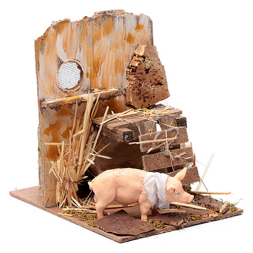 Animated nativity figurine, pig, 9cm 3