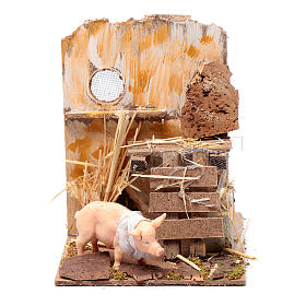Animated nativity figurine, pig, 9cm