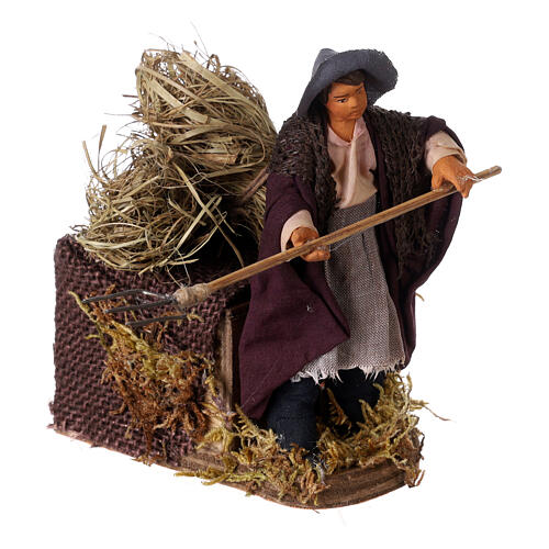 Farmer with hay, animated Neapolitan nativity, 10cm 3