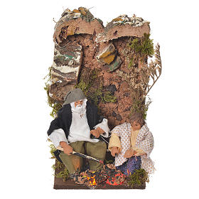 Santons animés crèche de Noël: Berger avec enfant 8 cm animé avec 2 leds