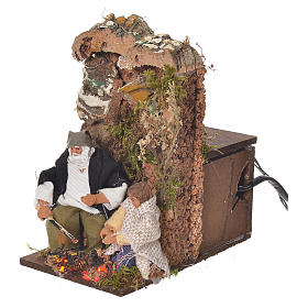 Santons animés crèche de Noël: Berger avec enfant 8 cm animé avec 2 leds