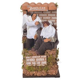 Santons animés crèche de Noël: Barbier 8 cm décor animé crèche 9x14x16,5 cm