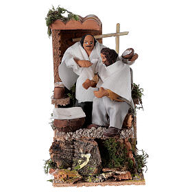 Barber, 8cm animated nativity 9x14x16.5cm