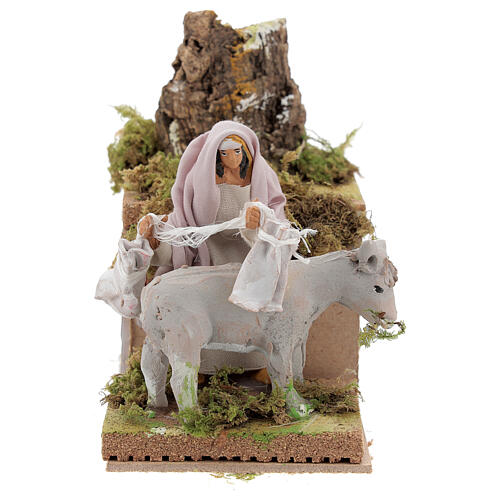 Shepherd with donkey, 8cm animated nativity 1