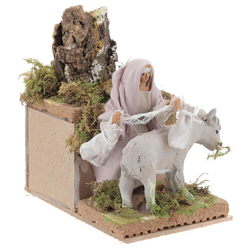 Shepherd with donkey, 8cm animated nativity 3