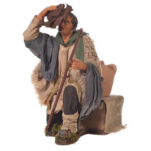 Mężczyzna zdejmujący kapelusz poruszająca się figura szopka z Neapolu 30 cm 1