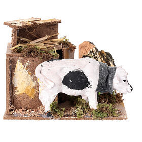 Animated eating ox, for nativities measuring 10cm