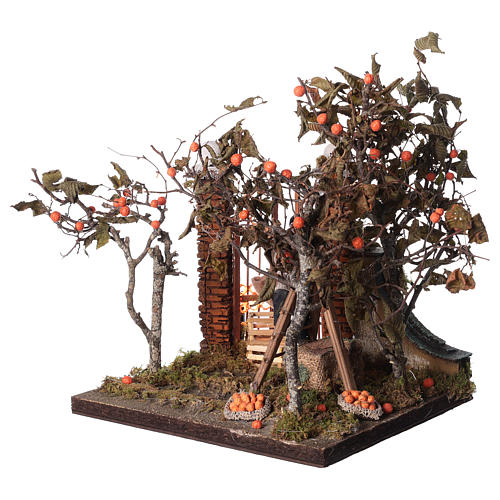 Orange picking animated scene, Neapolitan Nativity 12cm 3