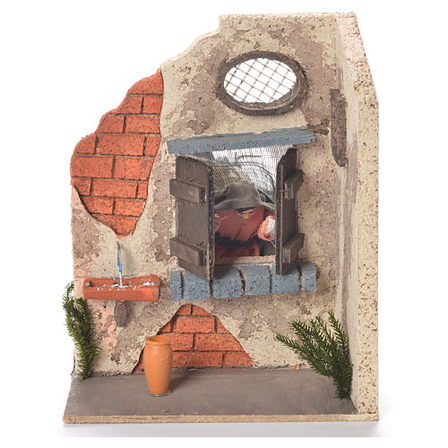 Animated Woman at the window 10cm Neapolitan Nativity 1