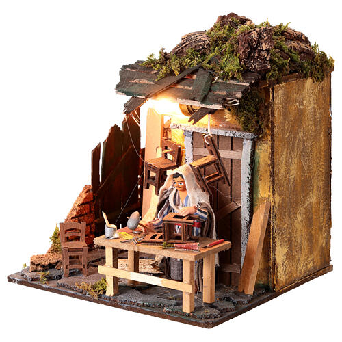 Animated man fixing chairs 10cm Neapolitan Nativity 2