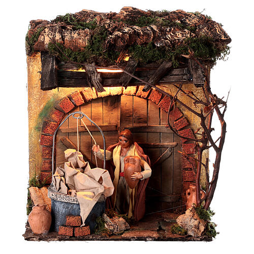 Woman at the well 10cm Neapolitan Nativity, animated figurine 1