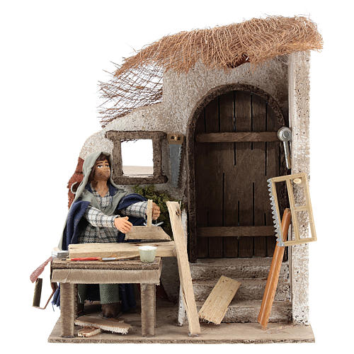 Animated carpenter 10cm Neapolitan Nativity 1