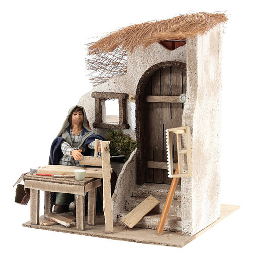 Animated carpenter 10cm Neapolitan Nativity 3