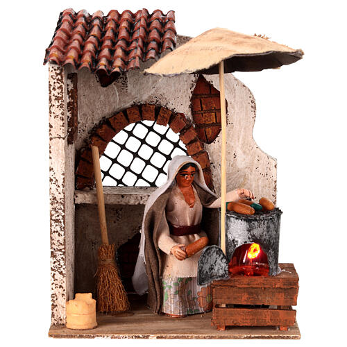 Femme cuisinant des épis de maïs 10 cm mouvement crèche Naples 1