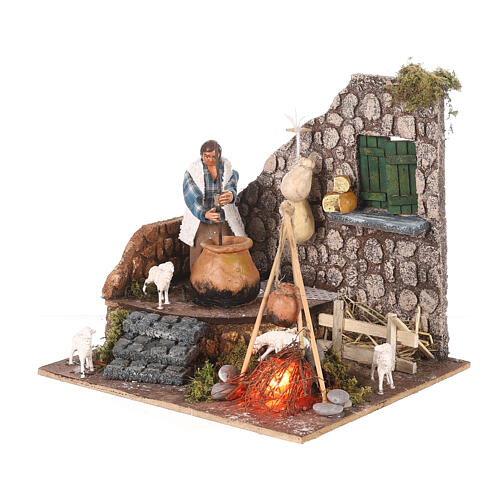 Animated man making polenta, 10cm Neapolitan Nativity 2