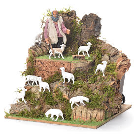 Animated man with sheep, 10cm for Neapolitan Nativity
