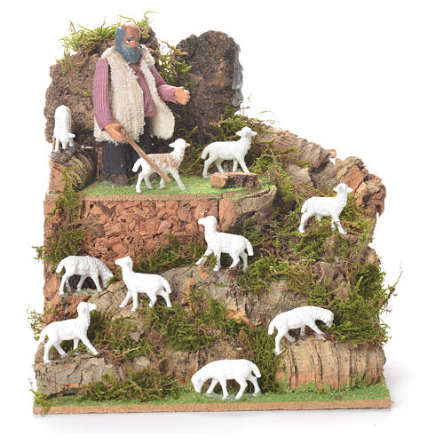 Animated man with sheep, 10cm for Neapolitan Nativity 1
