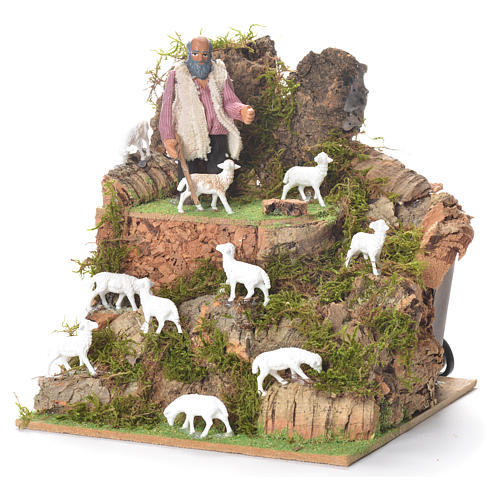 Animated man with sheep, 10cm for Neapolitan Nativity 2