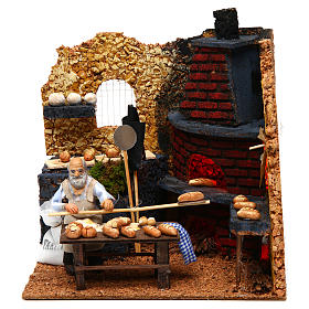 Crèche Napolitaine: Boulanger qui enfourne 10 cm animation crèche napolitaine