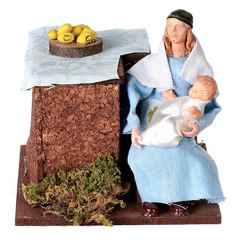 Arabian woman cradling child 12cm animated Nativity 1