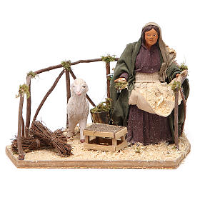 Woman with sheep, animated Neapolitan Nativity figurine 14cm