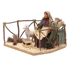 Woman with sheep, animated Neapolitan Nativity figurine 14cm
