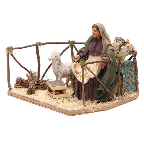 Woman with sheep, animated Neapolitan Nativity figurine 14cm 2