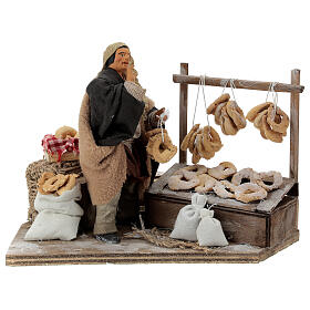 Man making taralli, animated Neapolitan Nativity figurine 12cm