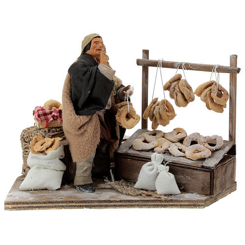 Man making taralli, animated Neapolitan Nativity figurine 12cm 1