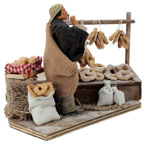 Man making taralli, animated Neapolitan Nativity figurine 12cm 3
