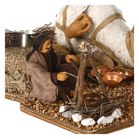 Man with camel, animated Neapolitan Nativity figurine 12cm