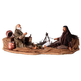 Camping scene, animated Neapolitan Nativity figurine 14cm