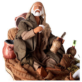 Camping scene, animated Neapolitan Nativity figurine 14cm