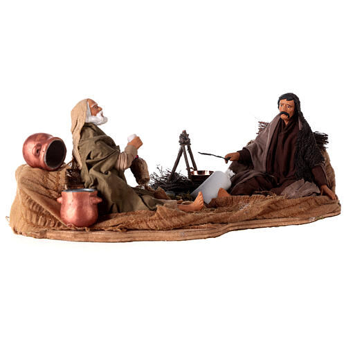 Camping scene, animated Neapolitan Nativity figurine 14cm 5