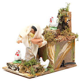 Movimento presepe: Contadina con galline cm 10 movimento presepe