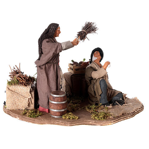 Drunkard and Woman with broom 14cm neapolitan animated Nativity 3