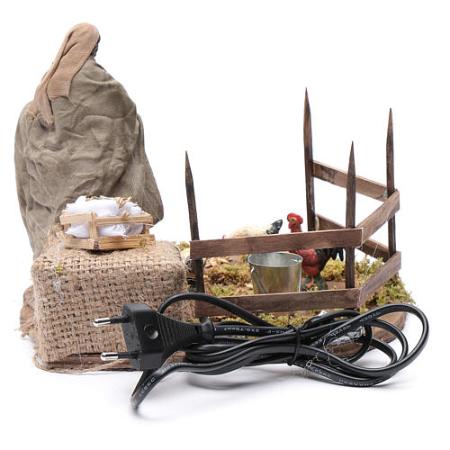 Lady feeding birds, animated Neapolitan Nativity figurine 14cm 4